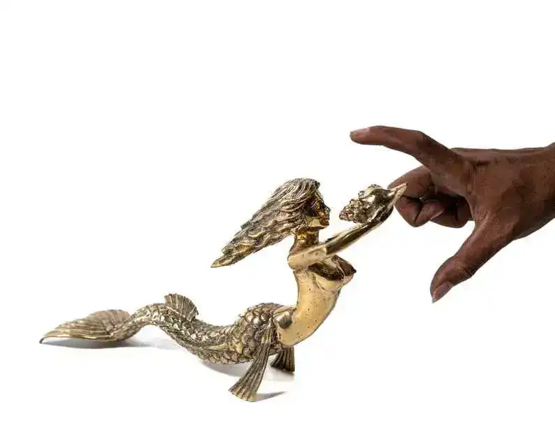 Solid Brass Mermaid Statue - Image 3