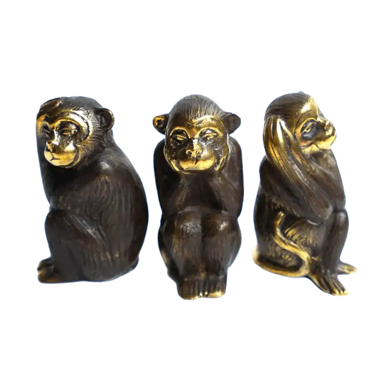 Solid Brass Monkey Statues - Set of 3