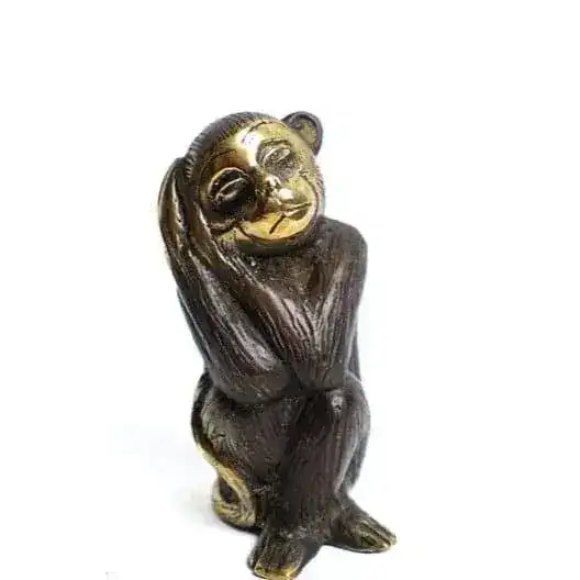 Solid Brass Monkey Statues - Set of 3 - Image 2