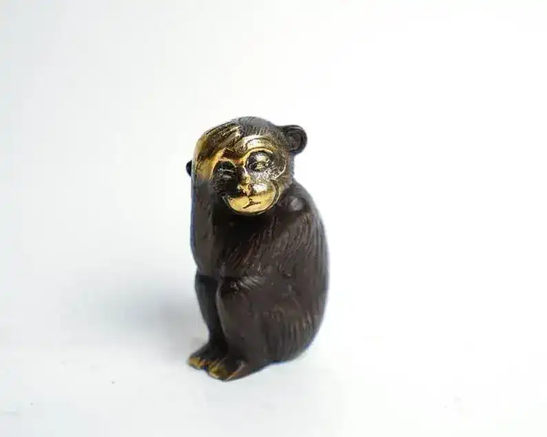 Solid Brass Monkey Statues - Set of 3 - Image 6