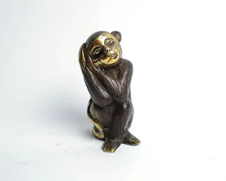 Solid Brass Monkey Statues - Set of 3 - Image 7