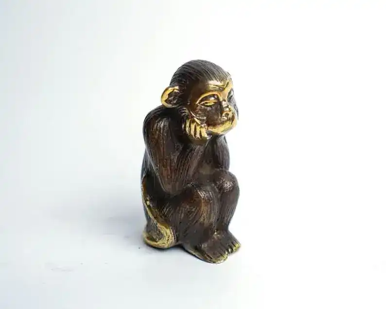 Solid Brass Monkey Statues - Set of 3 - Image 8