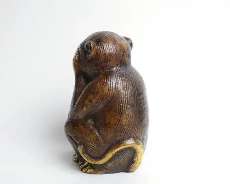 Solid Brass See No Evil Hear No Evil Monkey Figurine - Image 7