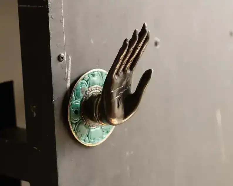 Solid Brass Shuni Mudra Buddha Hand Door Knob Handles - 2 pcs - Image 2