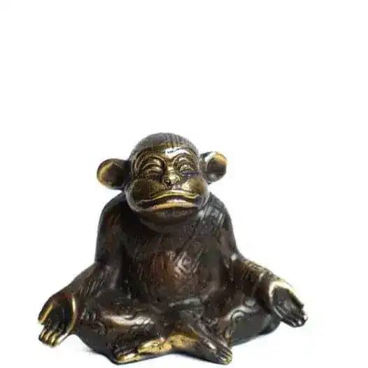 Solid Brass Yoga Monkey Figurine - Image 2