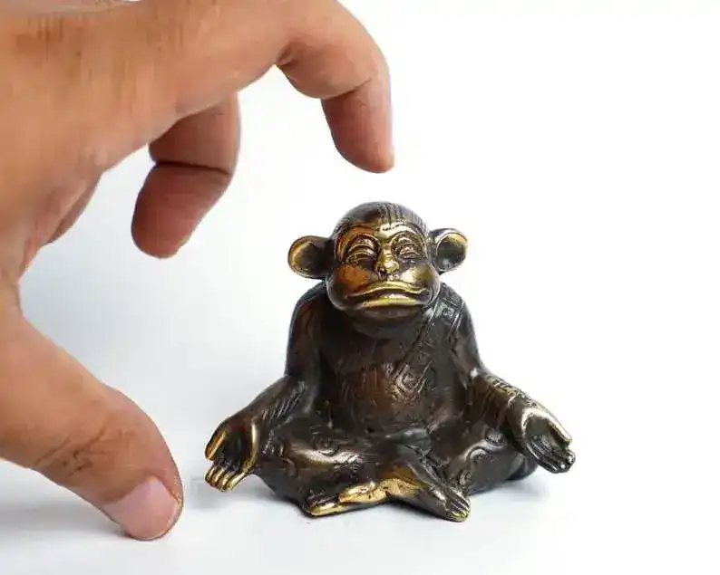Solid Brass Yoga Monkey Figurine - Image 6