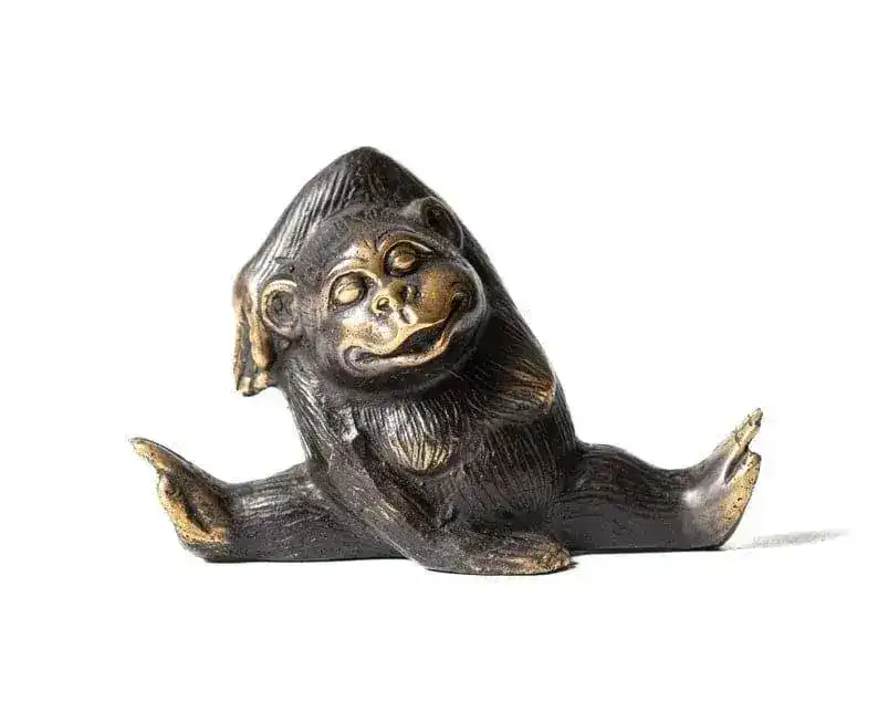 Solid Brass Yoga Monkeys Sculpture