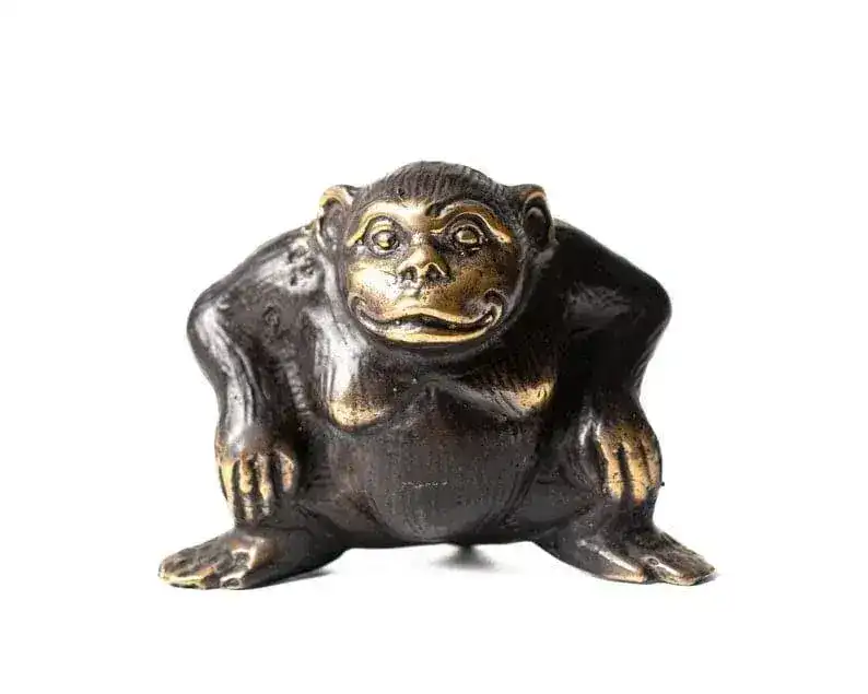 Solid Brass Yoga Monkeys Sculpture - Image 4