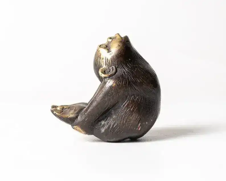 Solid Brass Yoga Monkeys Sculpture - Image 7