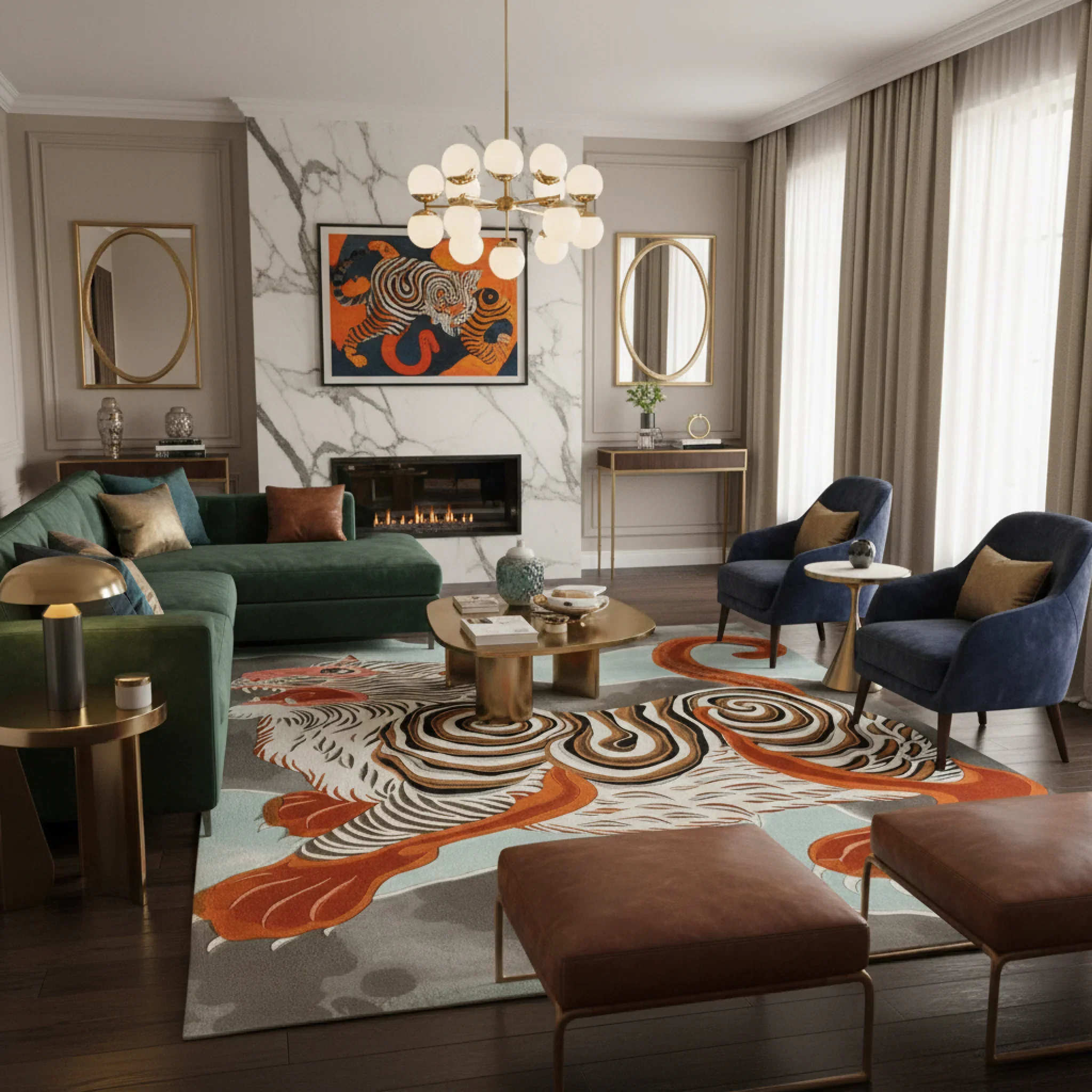 Spiral Tiger Roar Hand Tufted Rug - Image 2