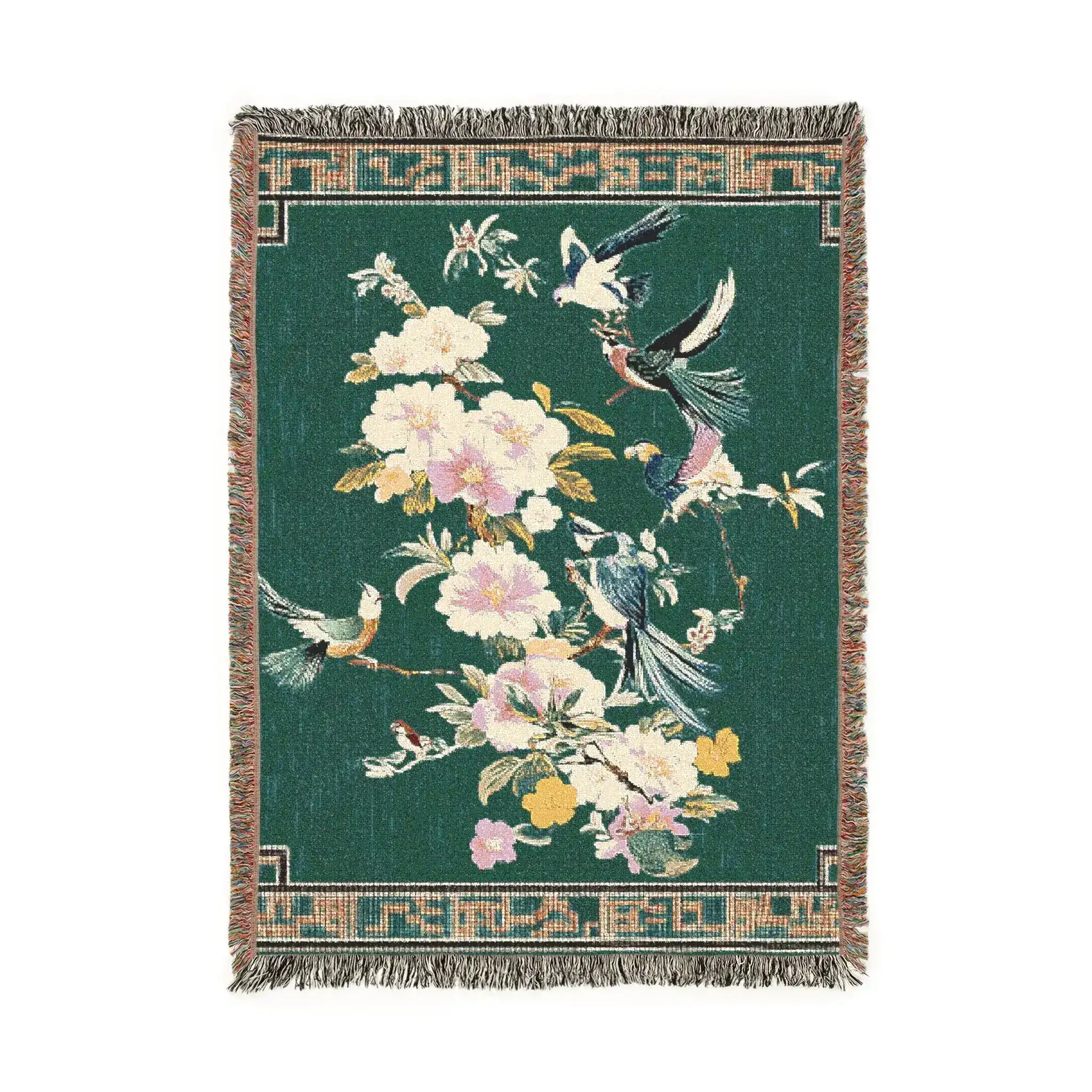 Spring Aviary Blossom Woven Blanket