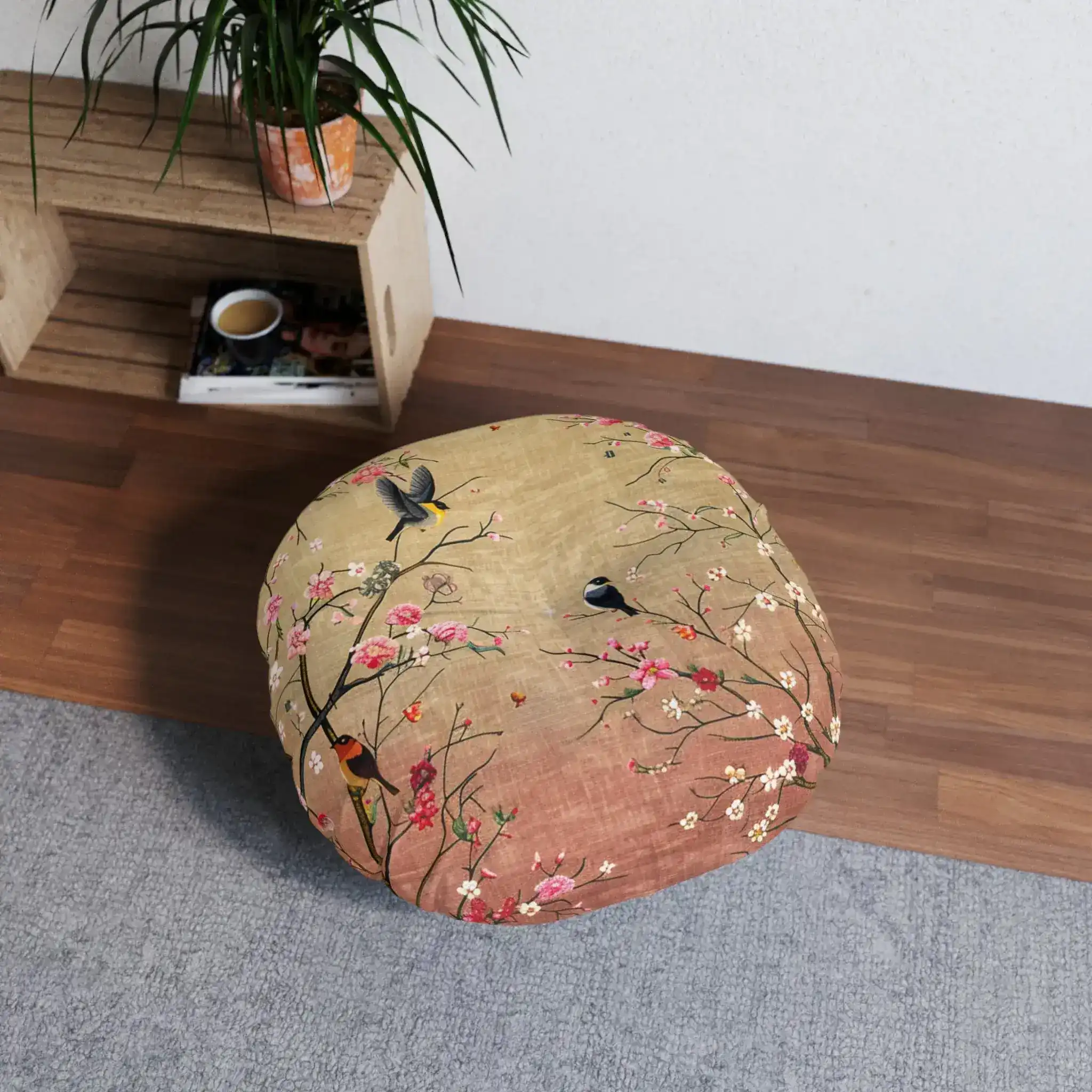 Spring Blossom Birds Floor Pillow - Image 5