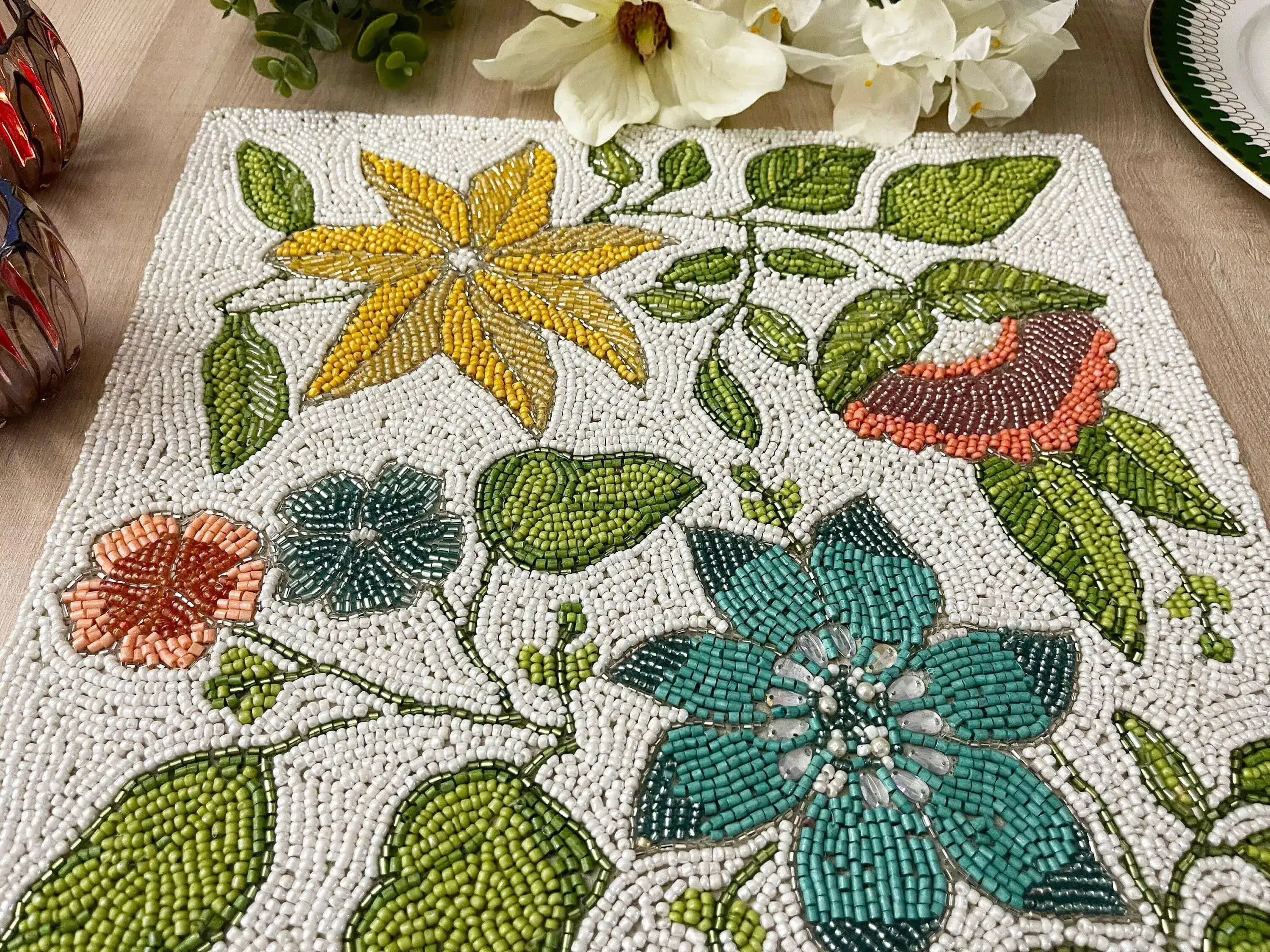 Spring Flower Square Beaded Placemat - Image 5