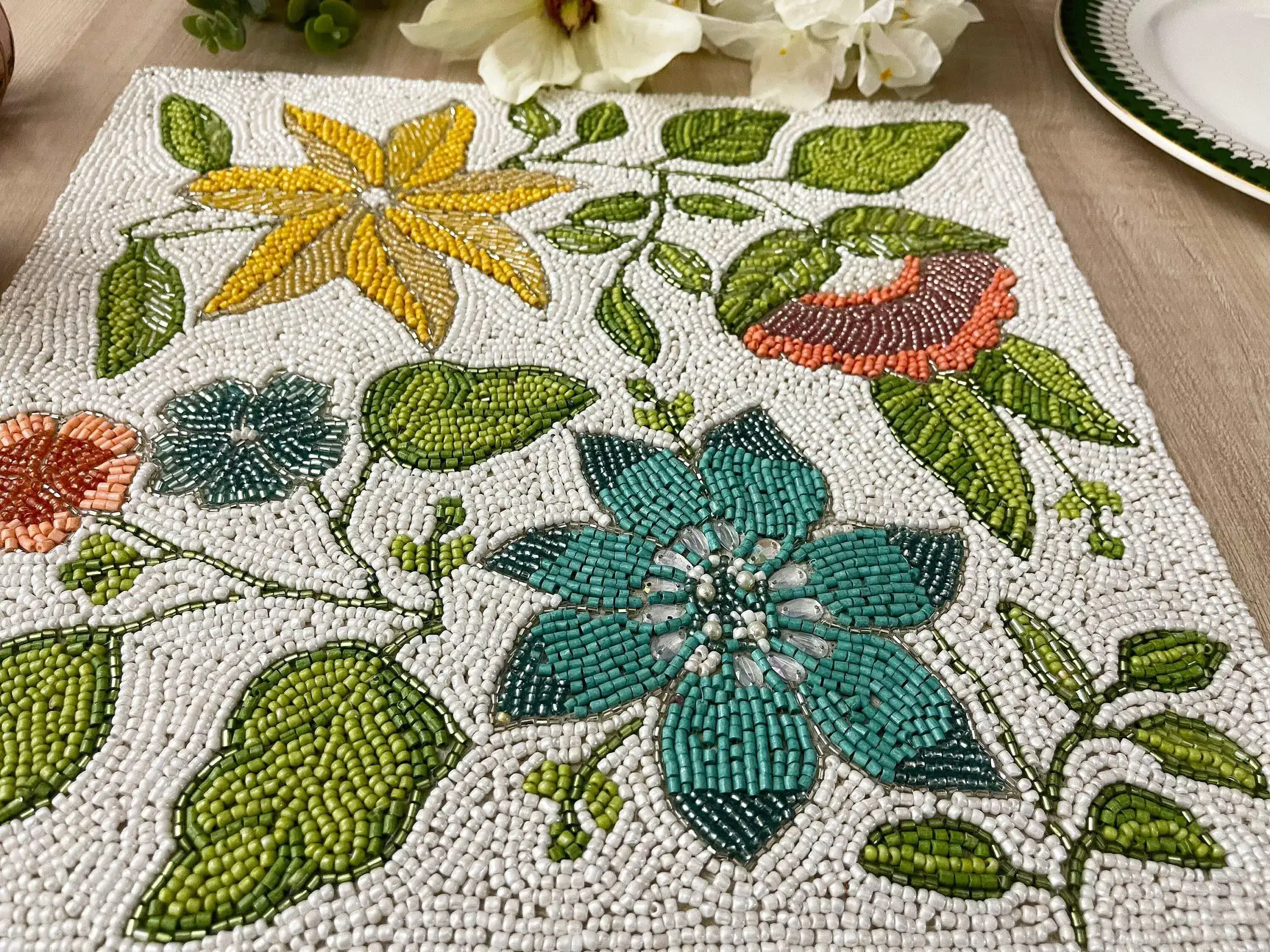 Spring Flower Square Beaded Placemat - Image 8