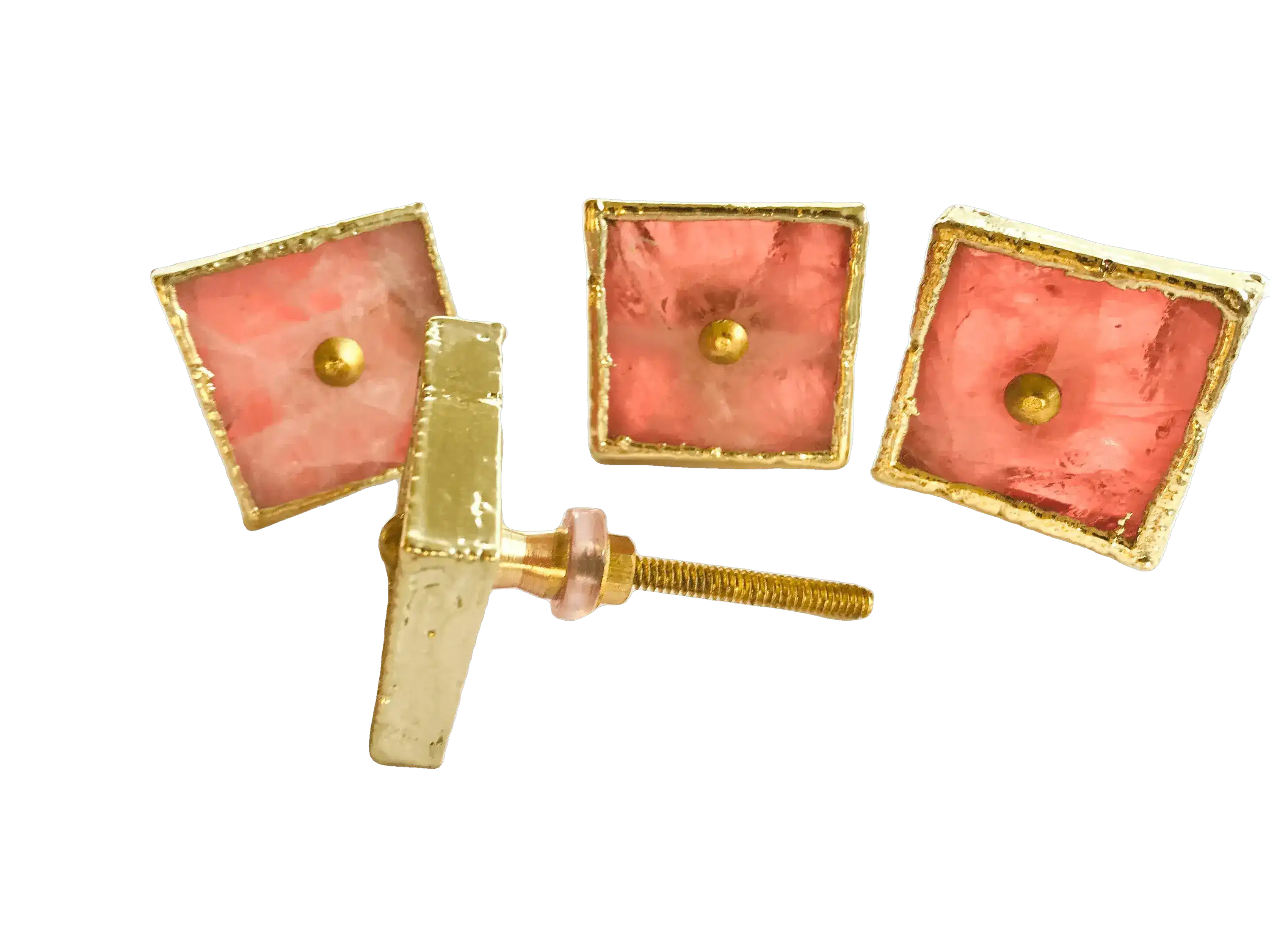 Square Rose Quartz Cabinet Door Pull Handle - Set of 4 - Image 2