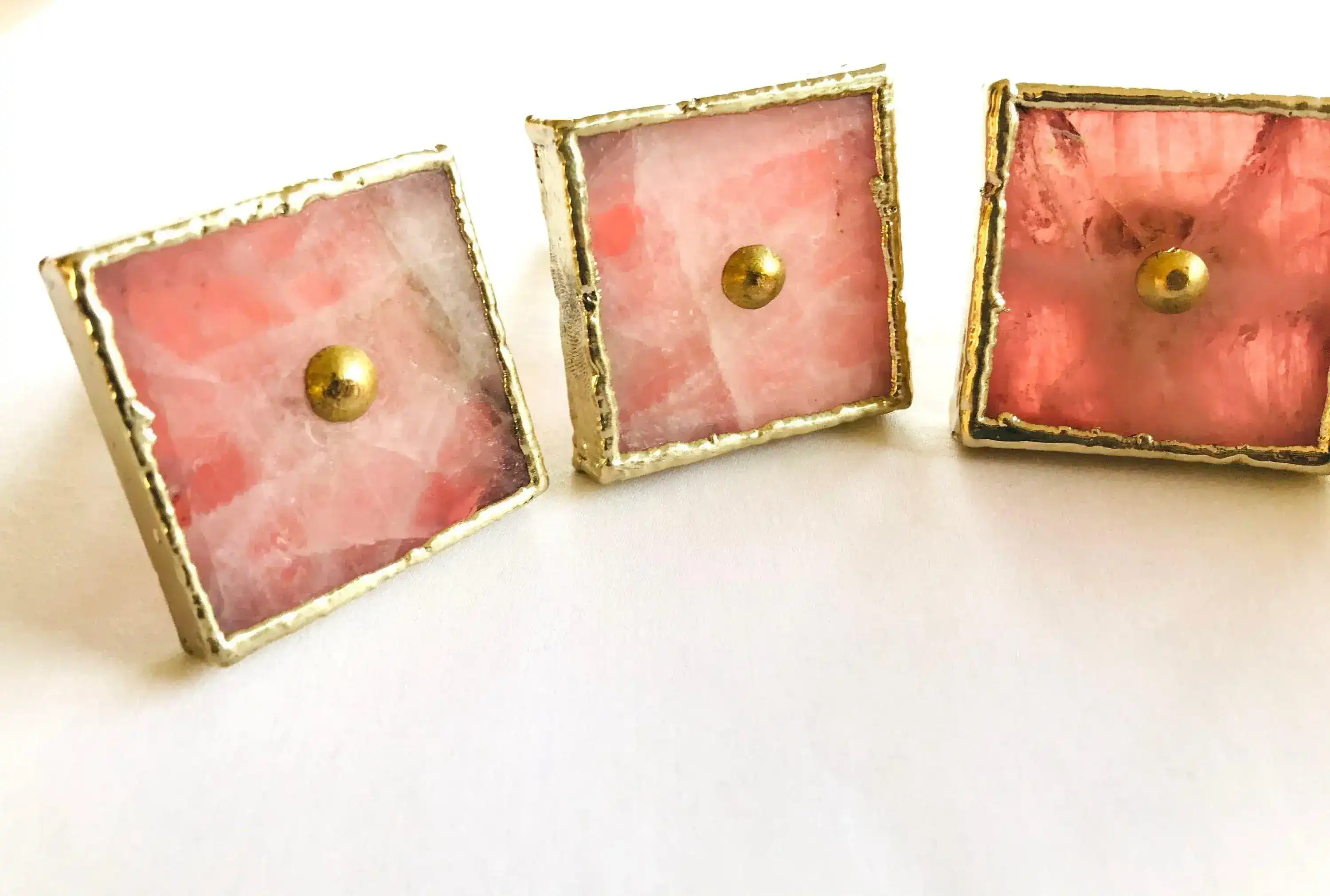Square Rose Quartz Cabinet Door Pull Handle - Set of 4 - Image 5