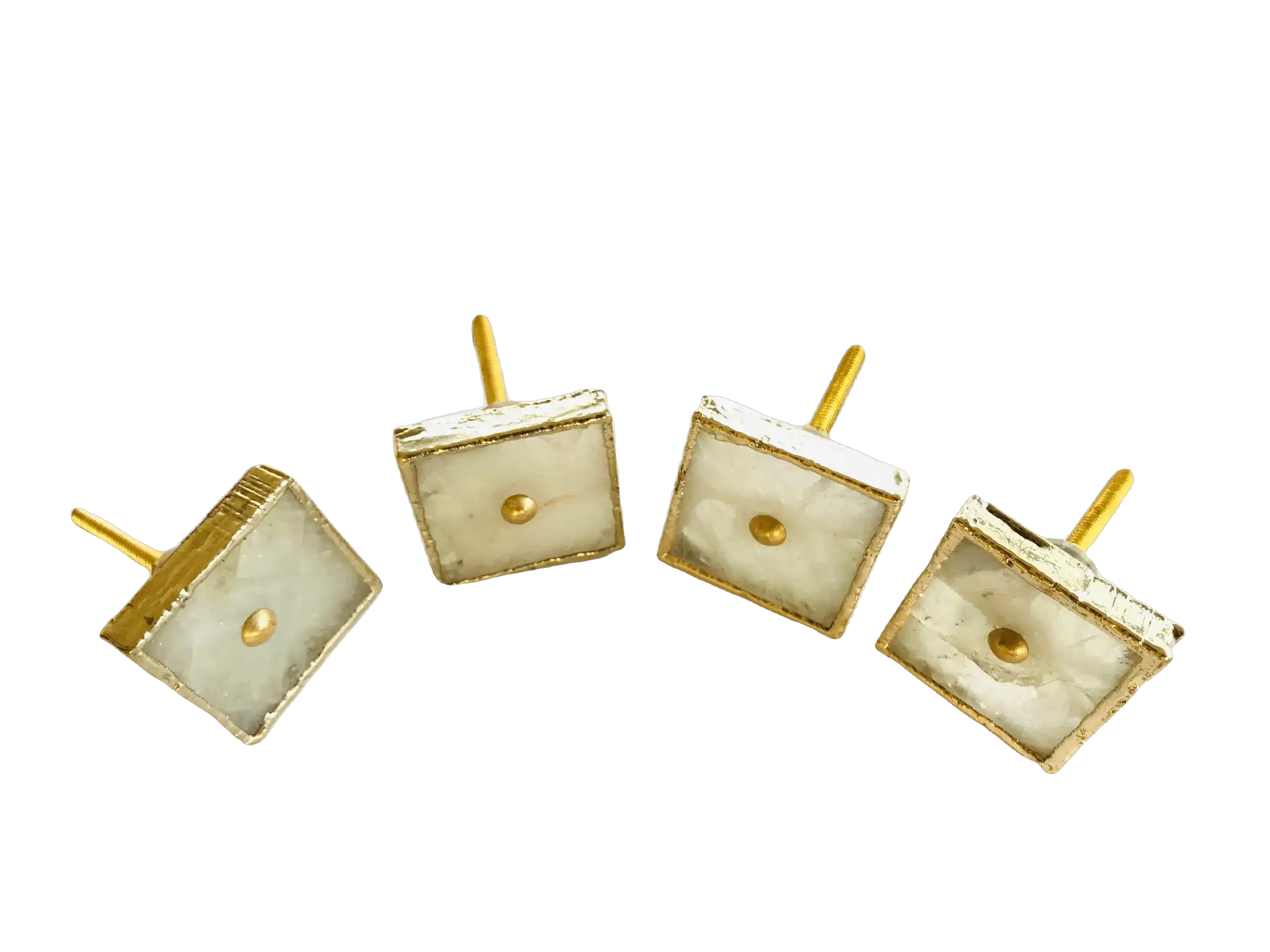 Square White Agate Dresser Cabinet Drawer Pull - Set of 4 - Image 5