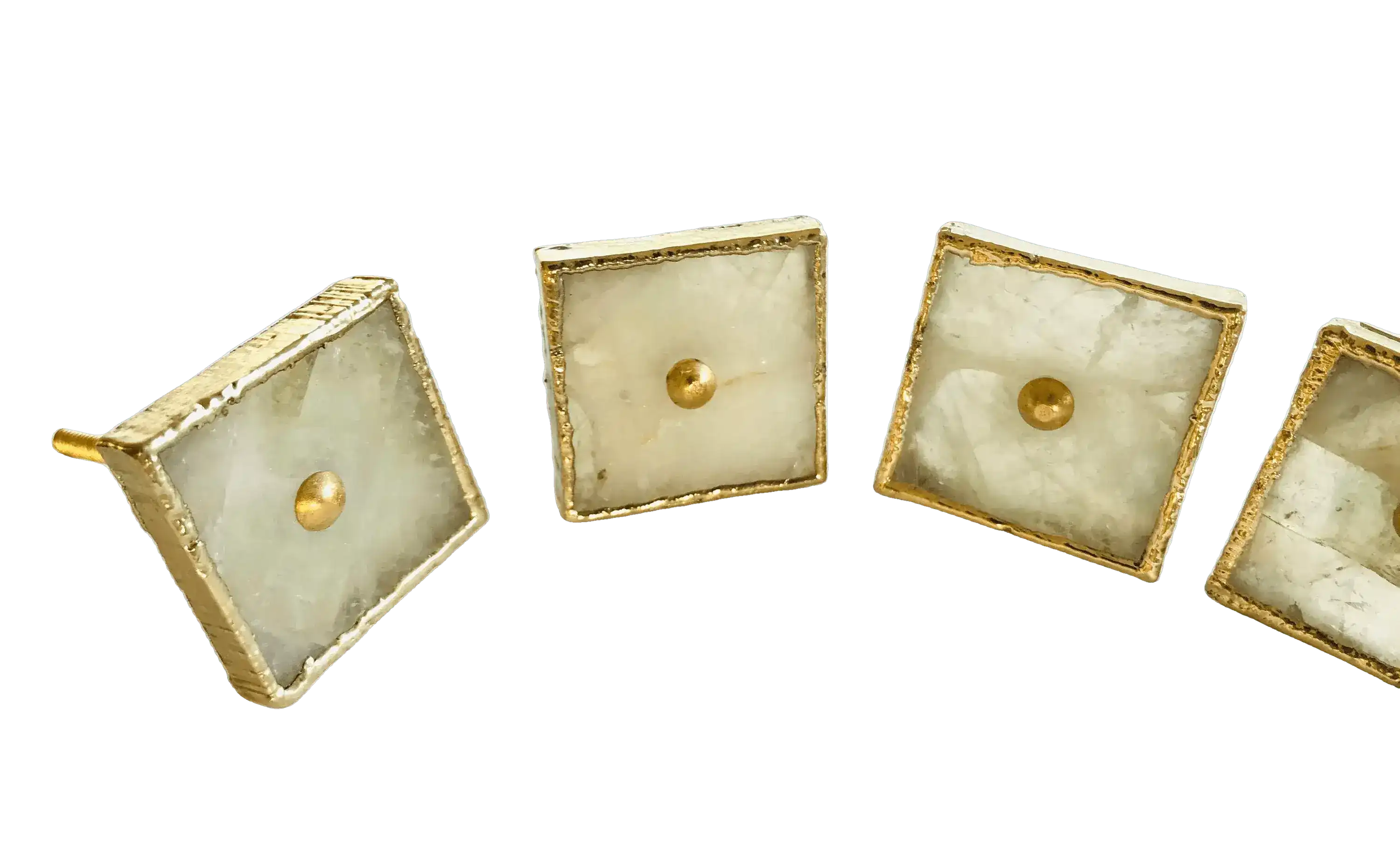 Square White Agate Dresser Cabinet Drawer Pull - Set of 4 - Image 6