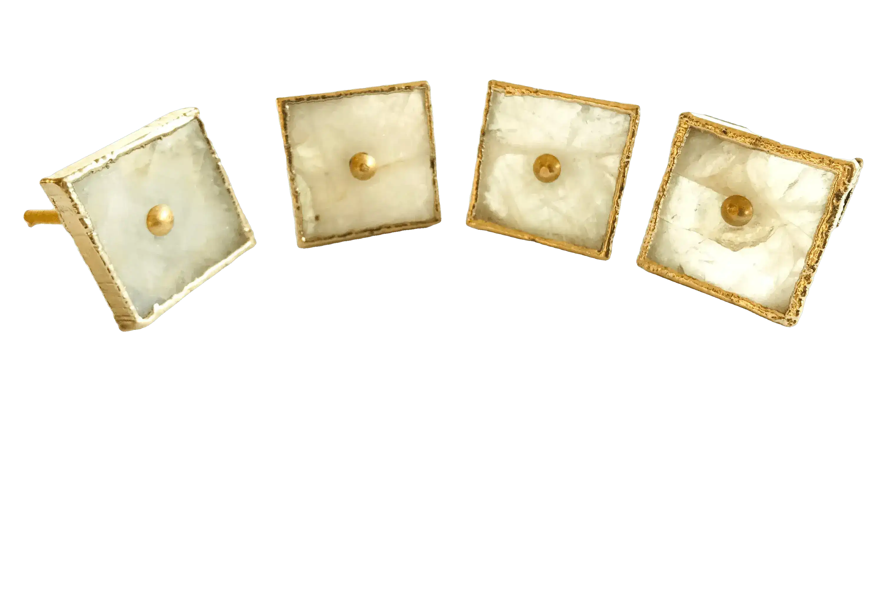 Square White Agate Dresser Cabinet Drawer Pull - Set of 4 - Image 8