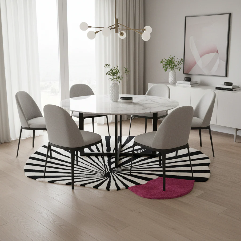 Step onto the Pink Sun Hand Tufted Wool Rug - Image 3