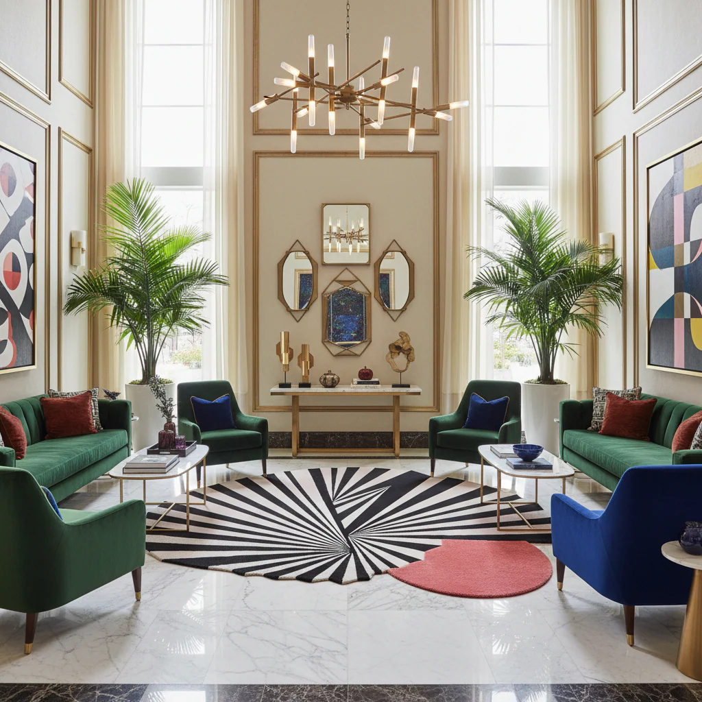 Step onto the Red Sun Hand Tufted Wool Rug - Image 3