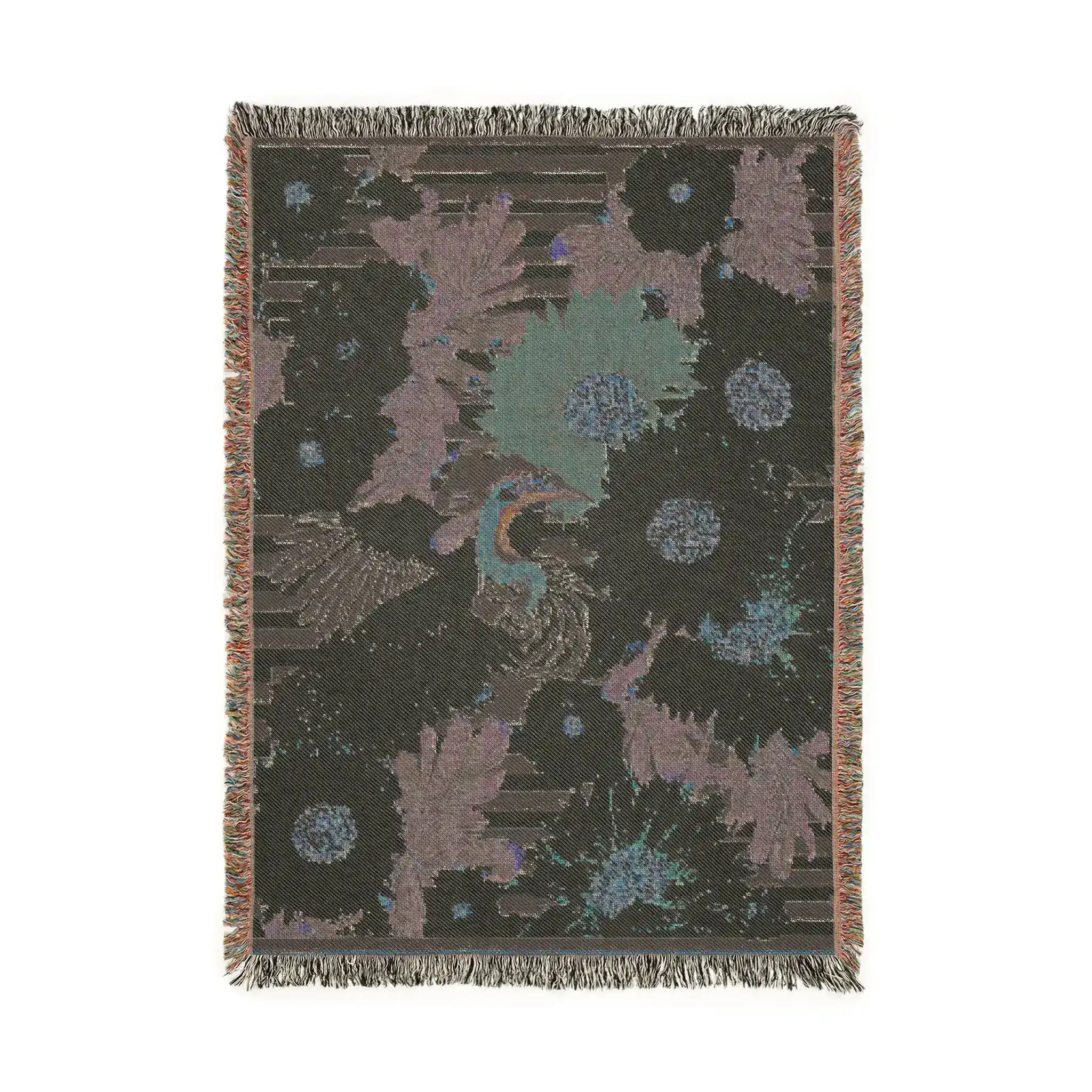 Striped Garden Crane Woven Blanket - Image 2