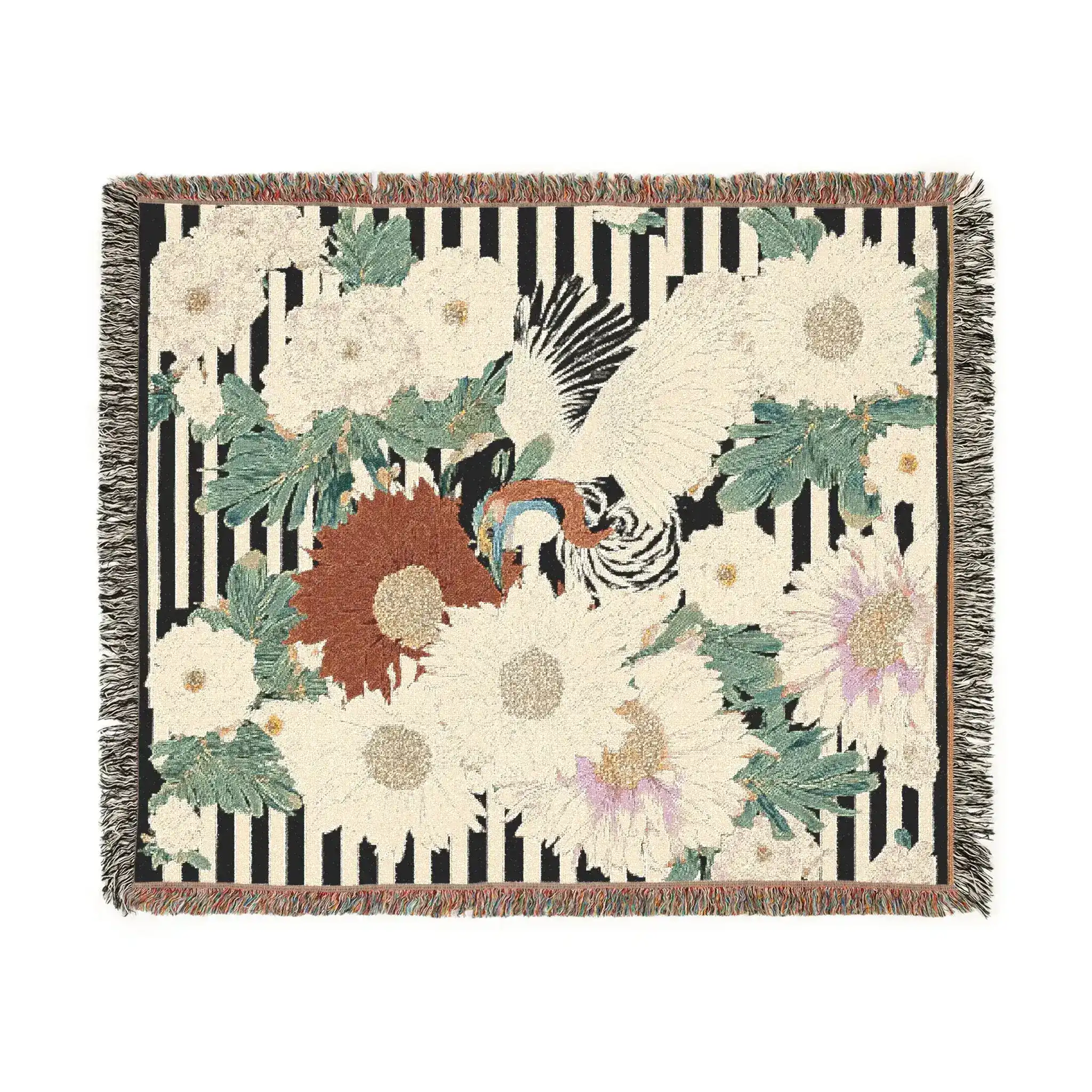 Striped Garden Crane Woven Blanket - Image 3