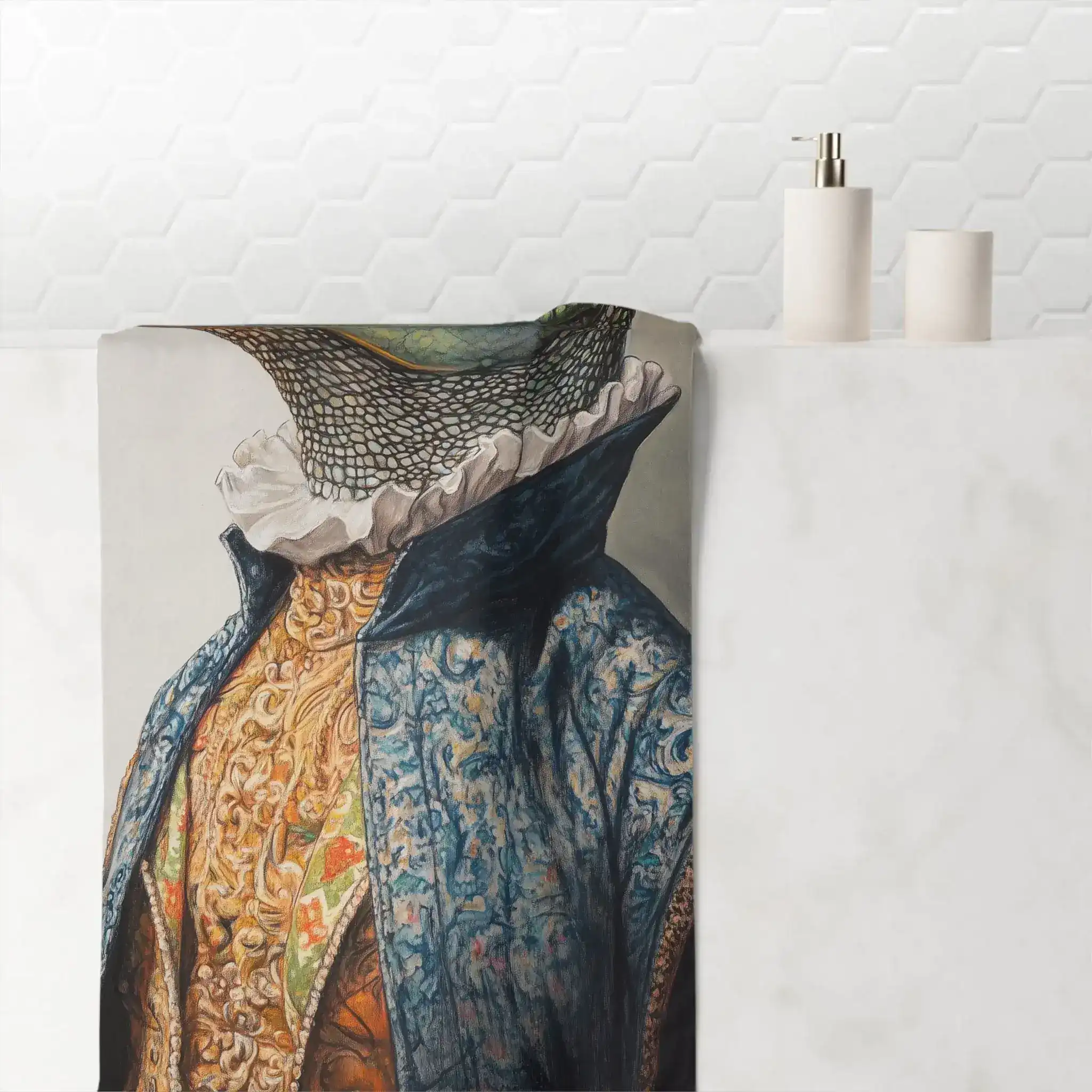 Stylish Renaissance Crocodile in Couture with Sunglasses Bath Towel - Image 2