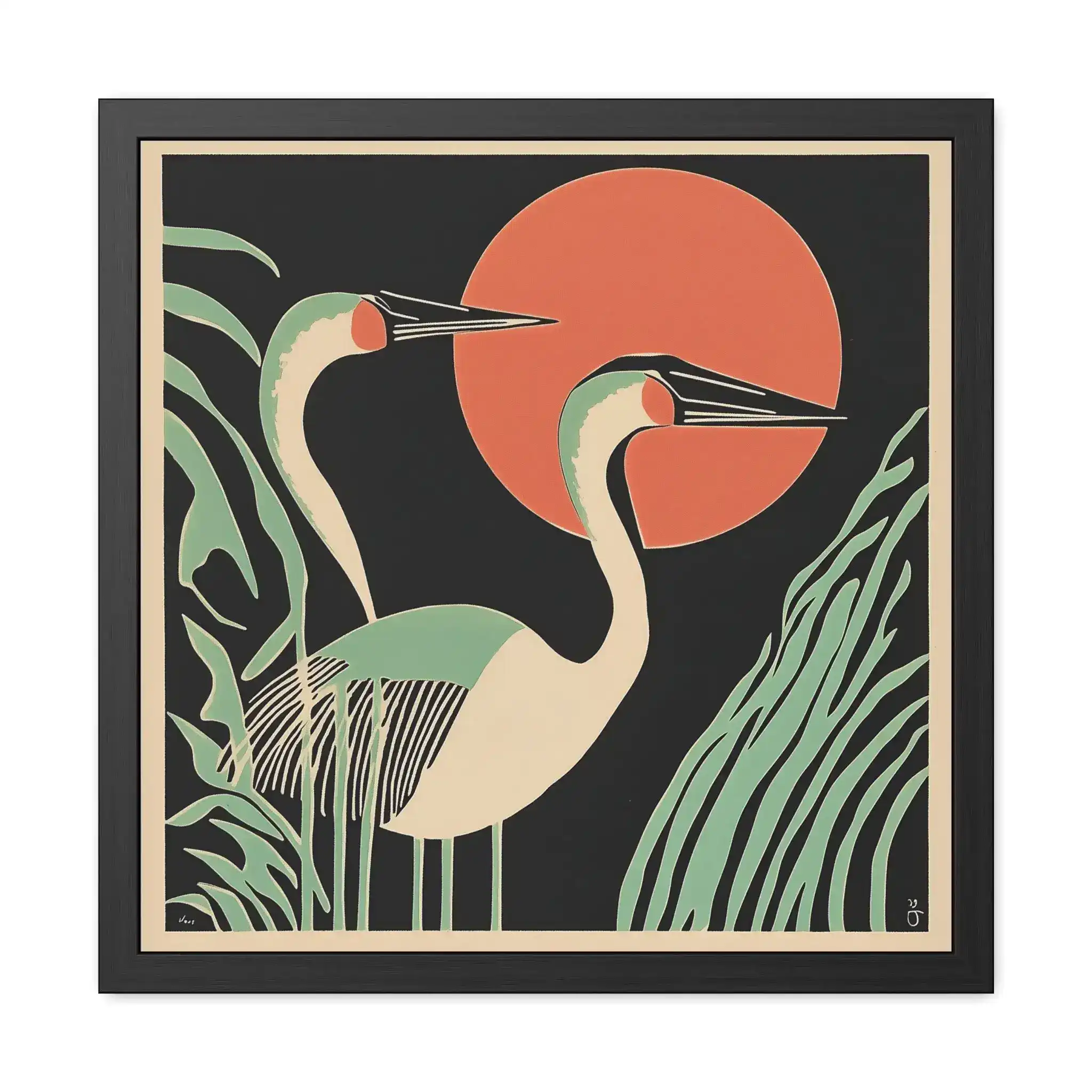 Sunset Cranes - Modern Minimalist Nature Wall Art - Image 3