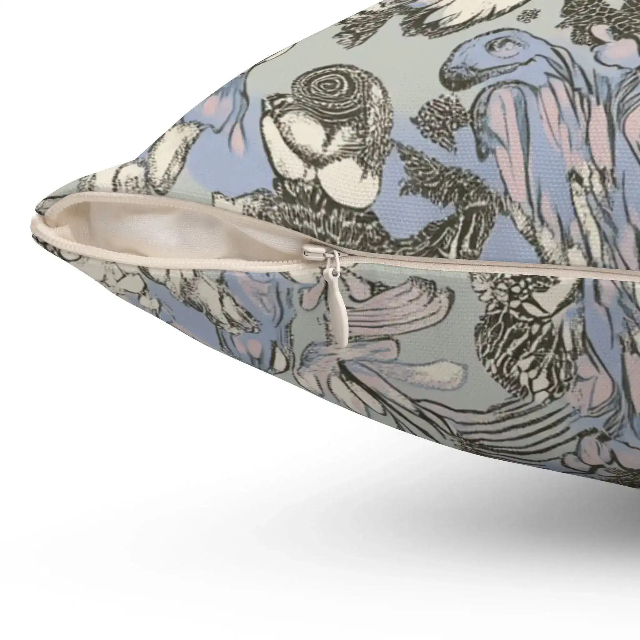 Surreal Botanical and Skeleton Art Throw Pillow - Image 2
