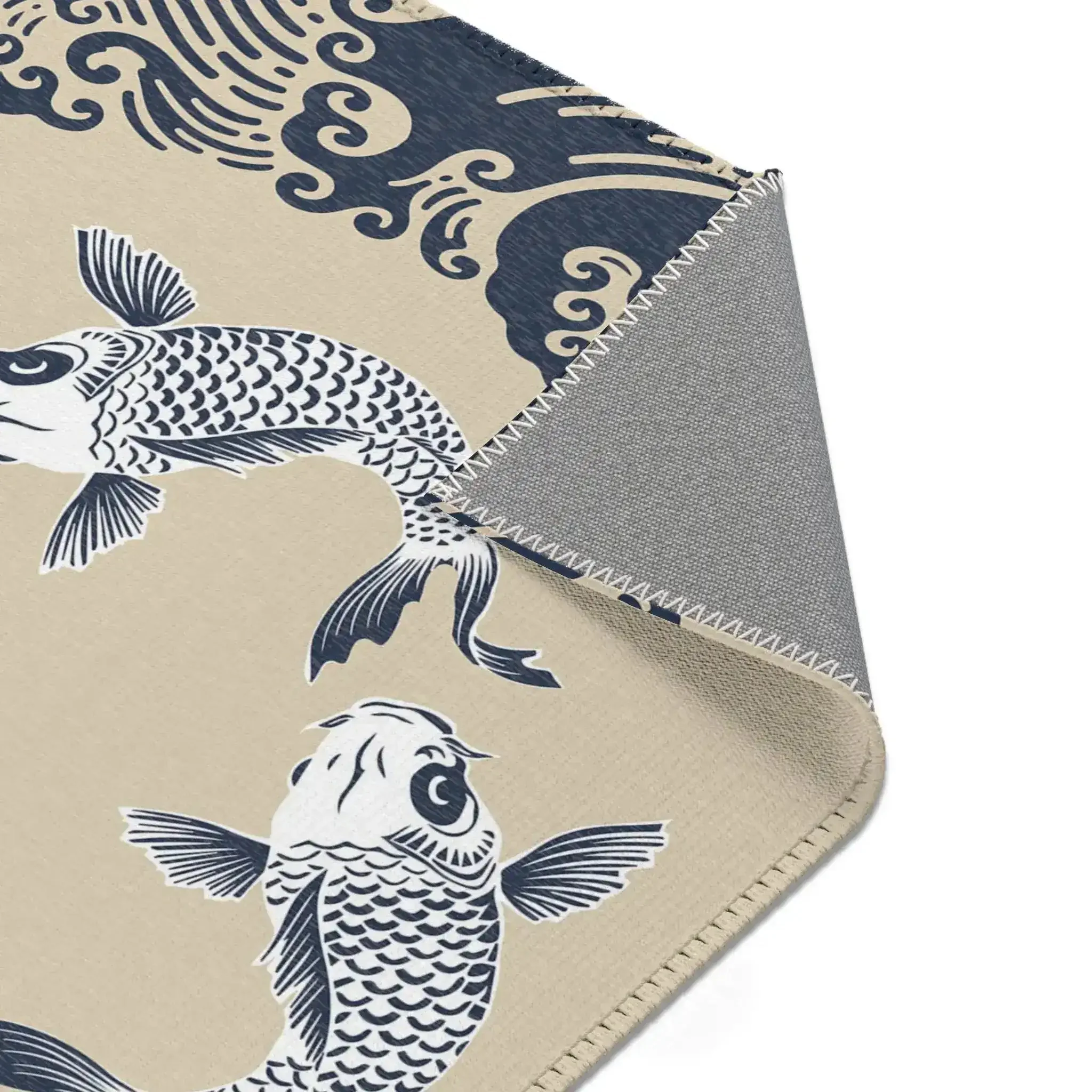 Tan & Navy Koi Wave Accent Rug - Image 6