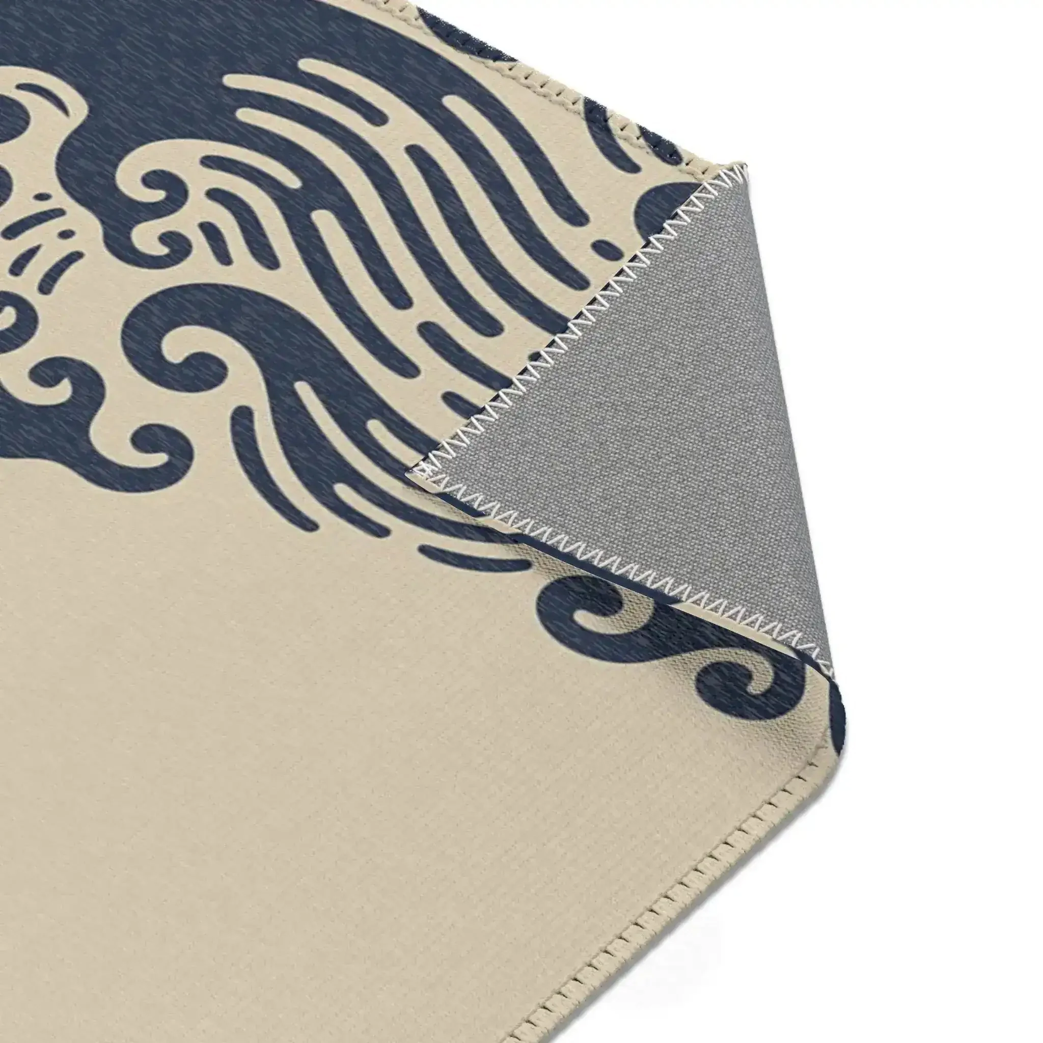 Tan & Navy Koi Wave Accent Rug - Image 8