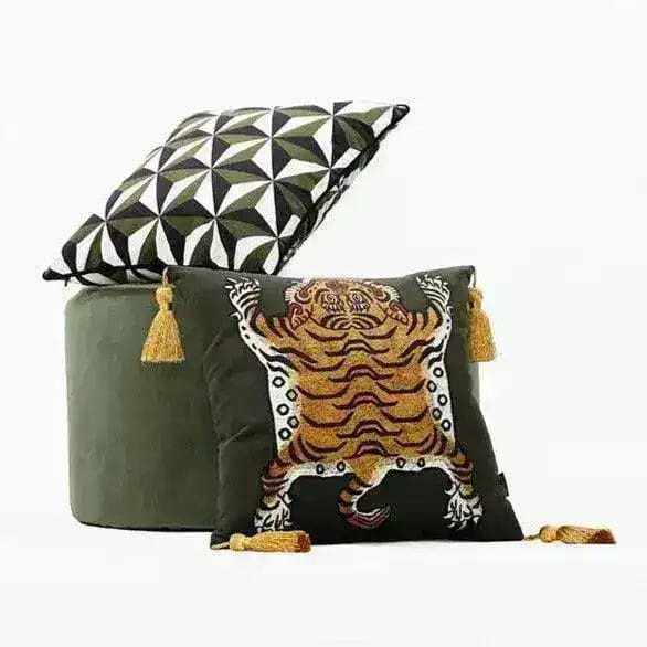 Tassel Tibetan Tiger Throw Pillow Cover - Image 8