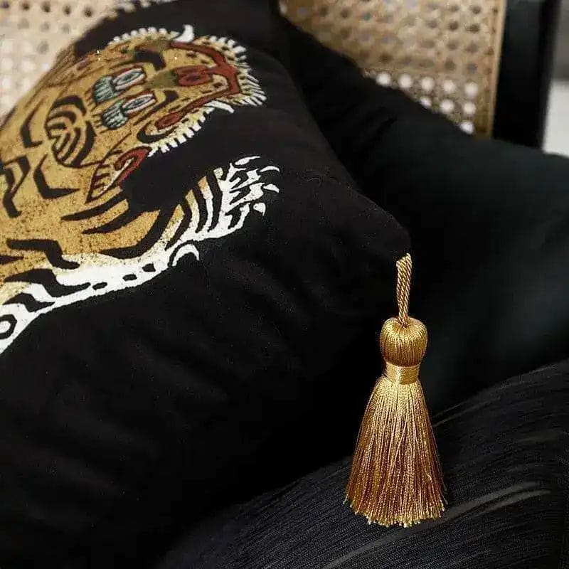Tassel Tibetan Tiger Throw Pillow Cover - Caramel - Image 11