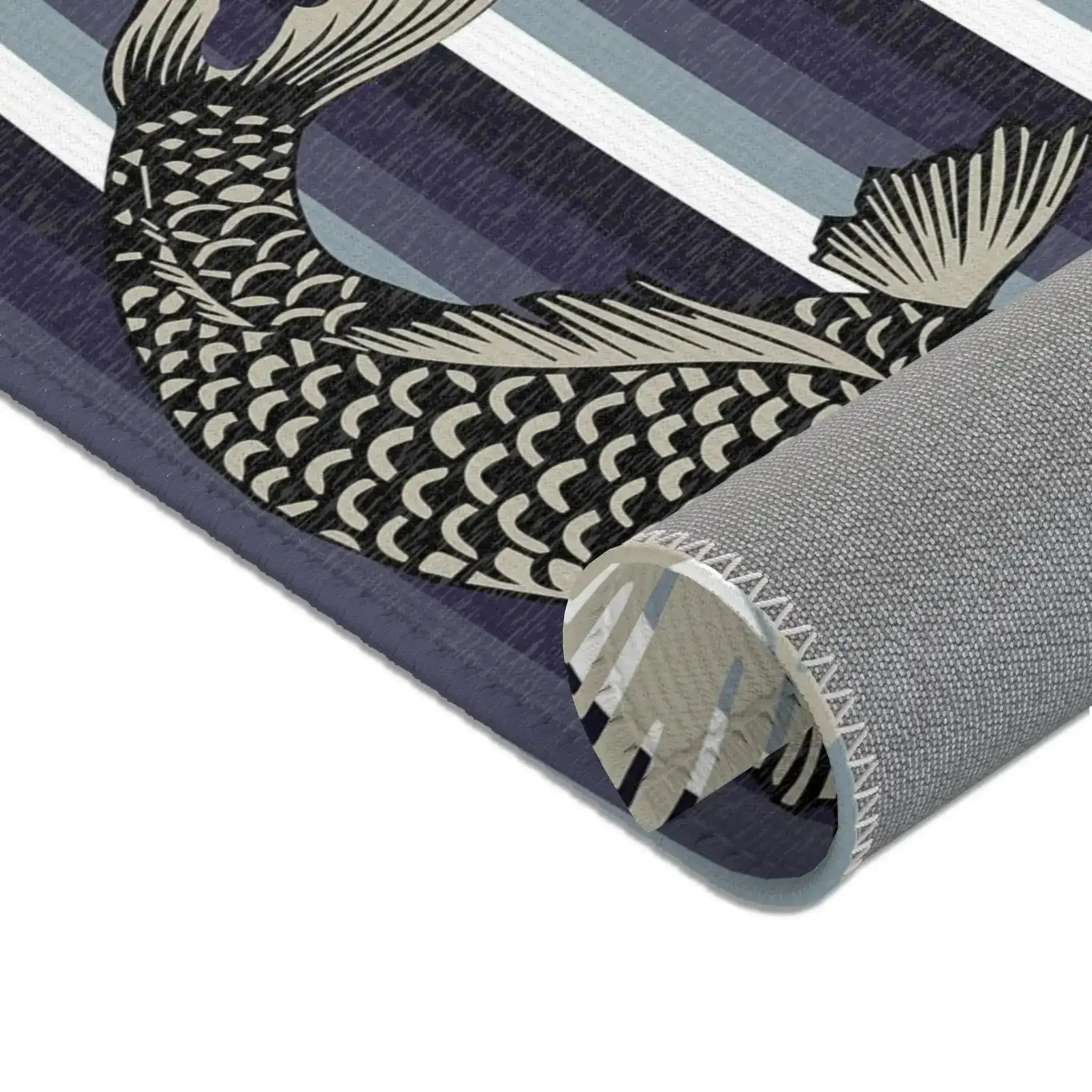 Taupe & Navy Koi Wave Accent Rug - Image 7