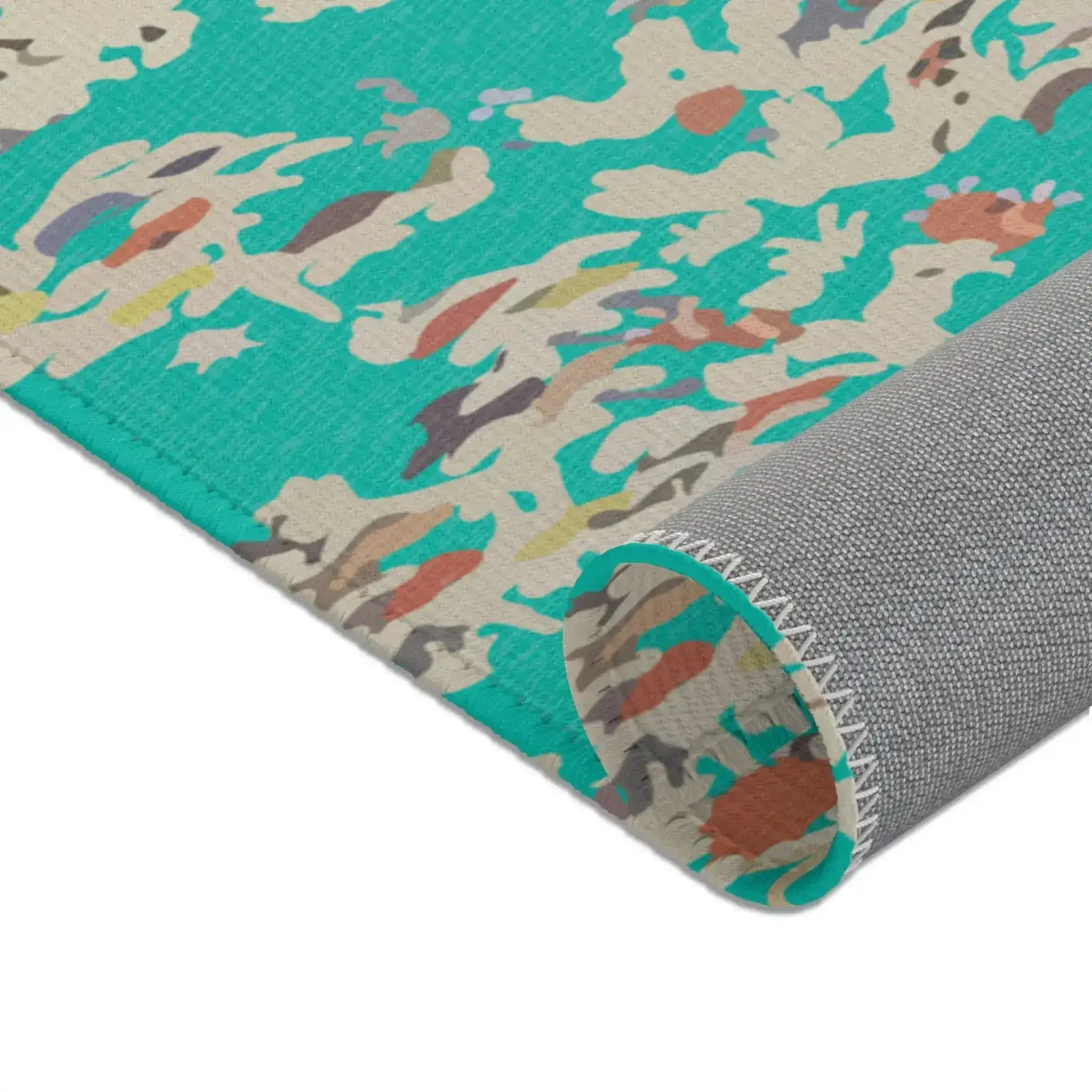 Teal Coral Reef Abstract Accent Rug - Image 4