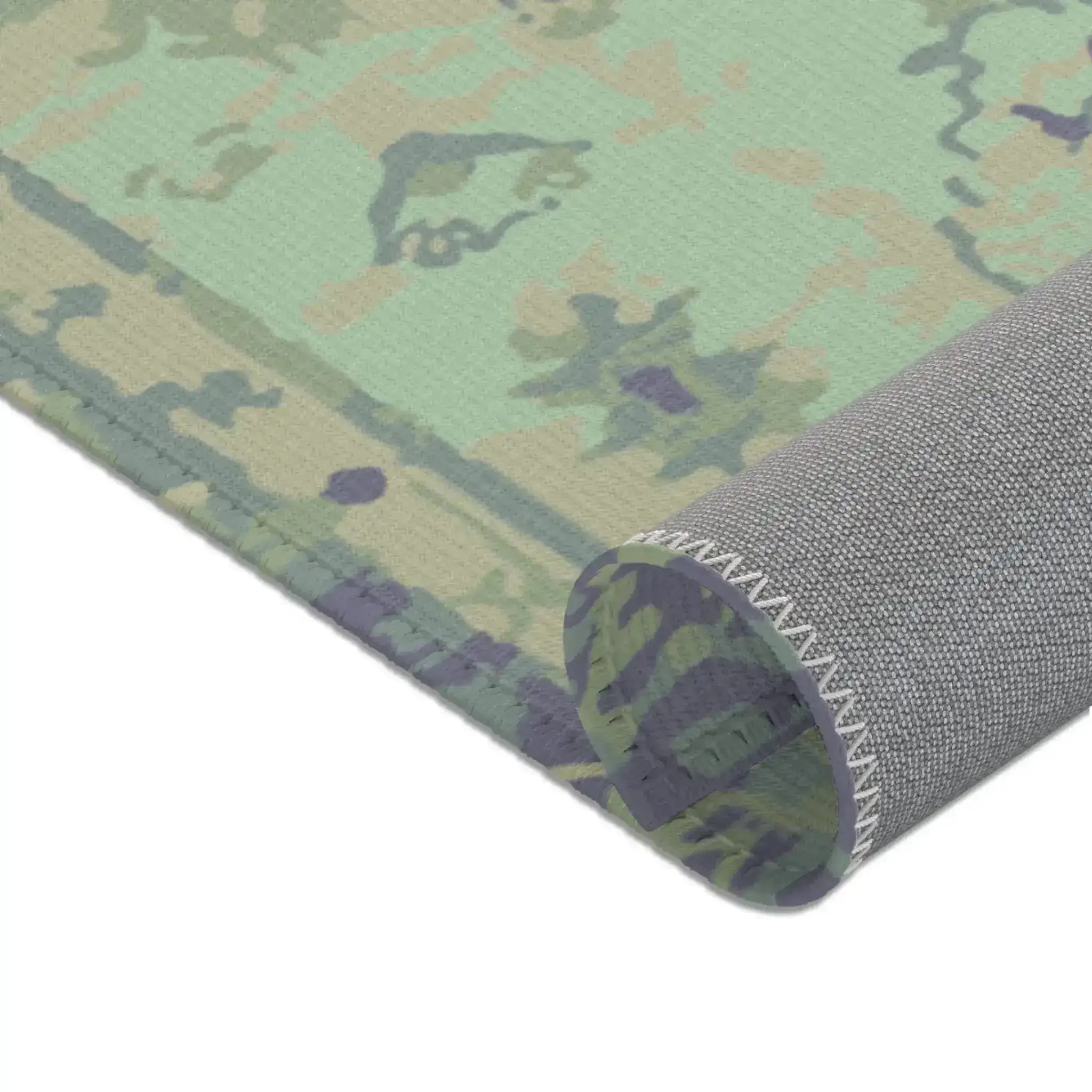 Teal & Cream Vintage Floral Border Accent Rug - Image 4