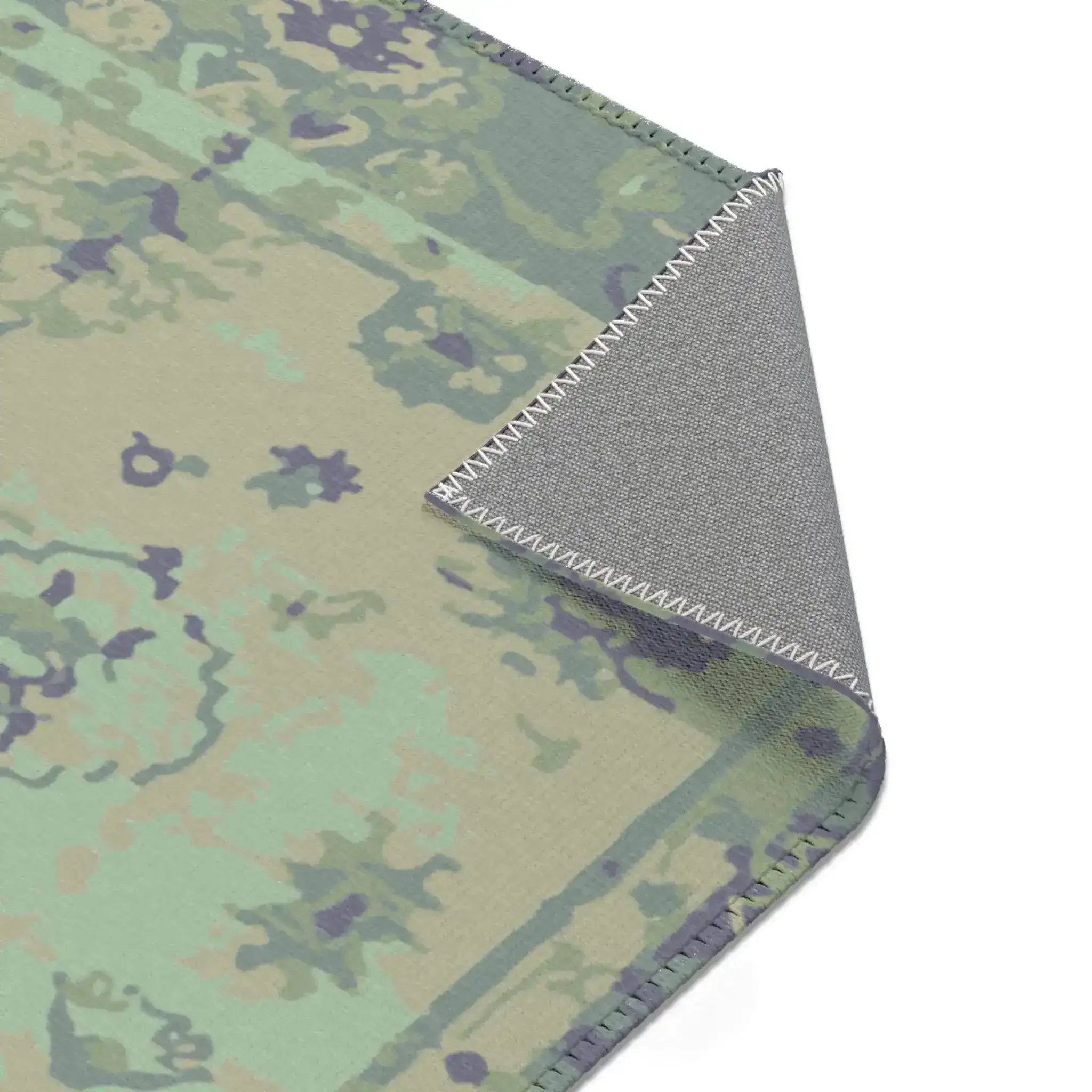 Teal & Cream Vintage Floral Border Accent Rug - Image 5