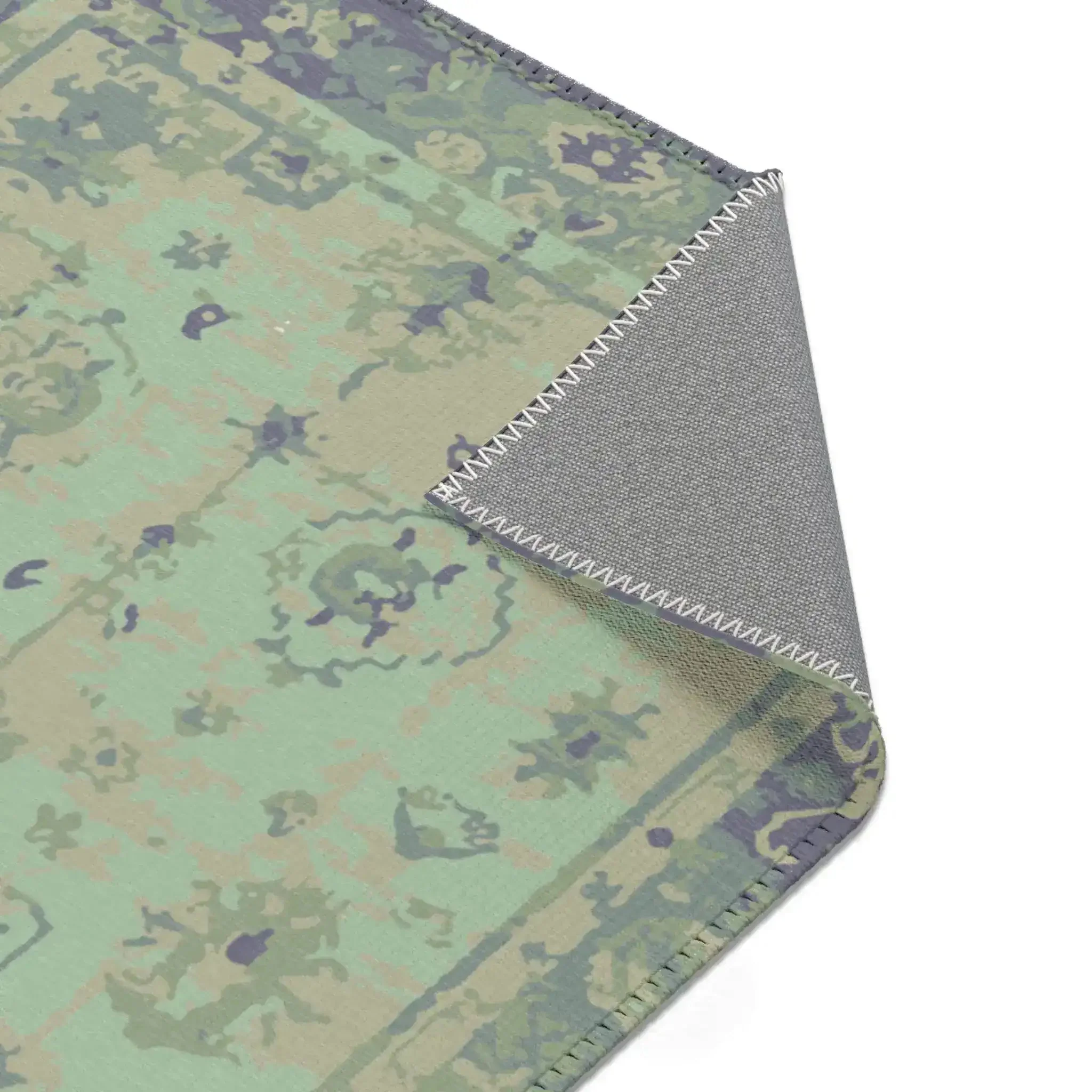 Teal & Cream Vintage Floral Border Accent Rug - Image 6