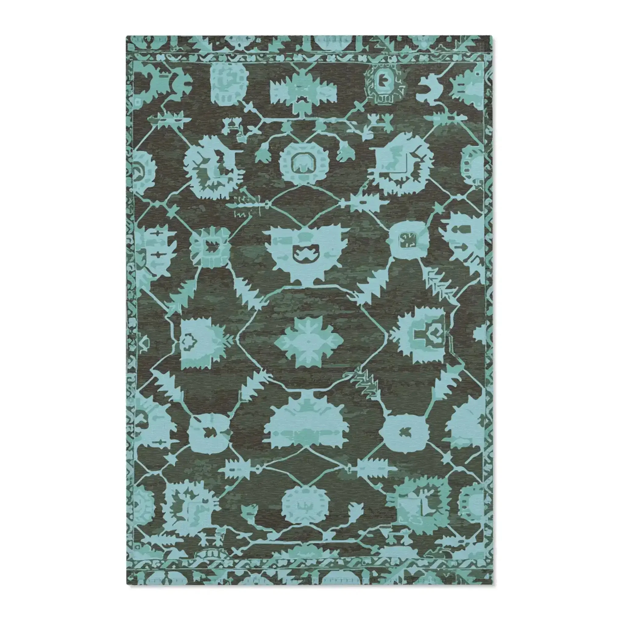 Teal & Forest Green Tribal Medallion Accent Rug - Image 2