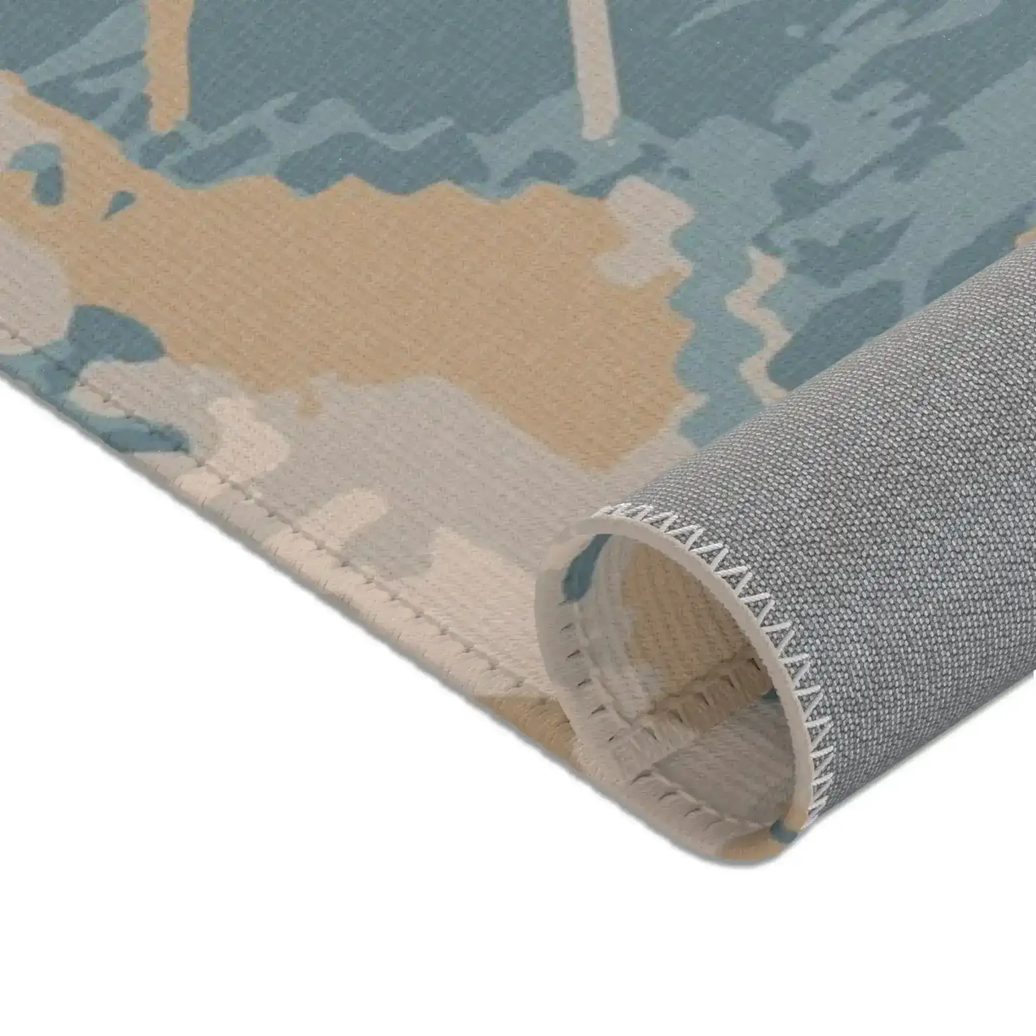 Teal & Sand Geometric Medallion Accent Rug - Image 9