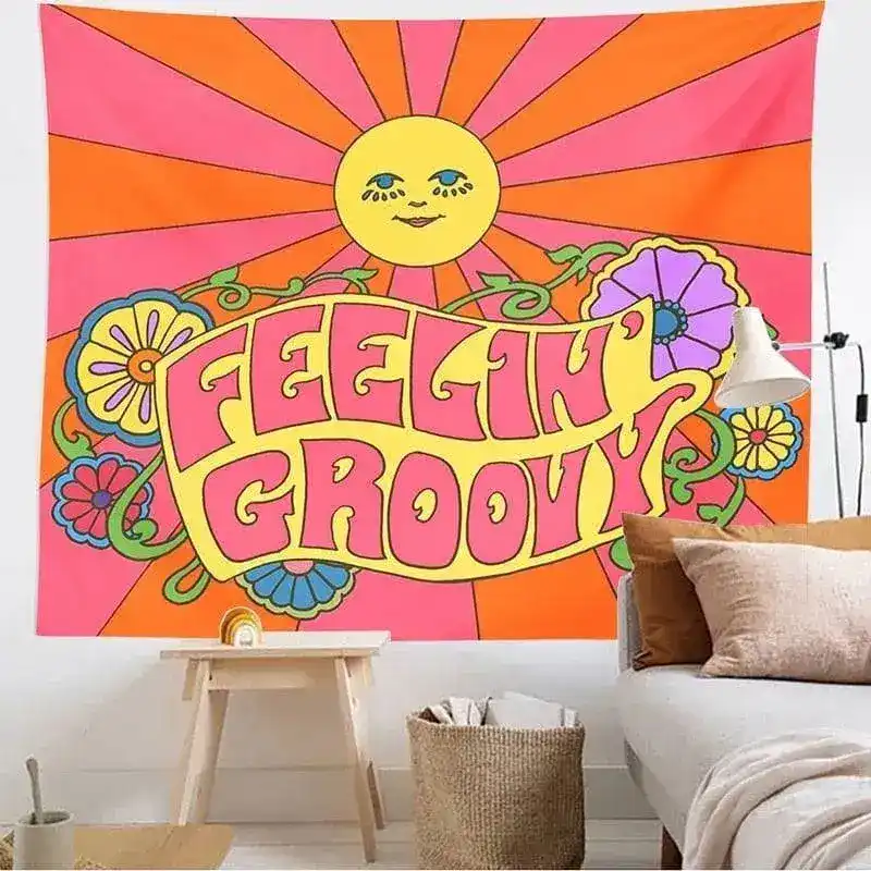 The 80s Aesthetic Colorful Tapestry