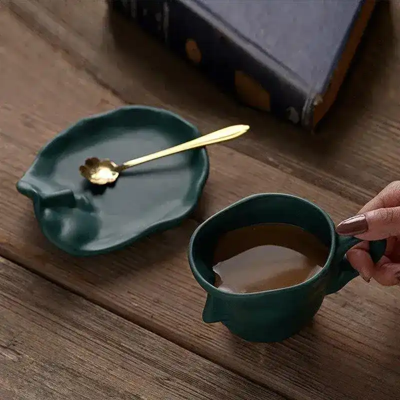 Thinker Face Ceramic Coffee Mug and Saucer Set - Image 3