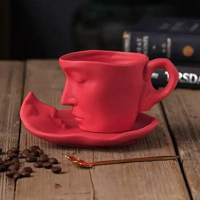 Thinker Face Ceramic Coffee Mug and Saucer Set - Image 8