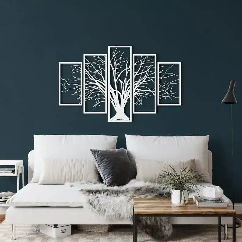 Tree of Life 5 Panel Metal Wall Hanging Decor - Image 2