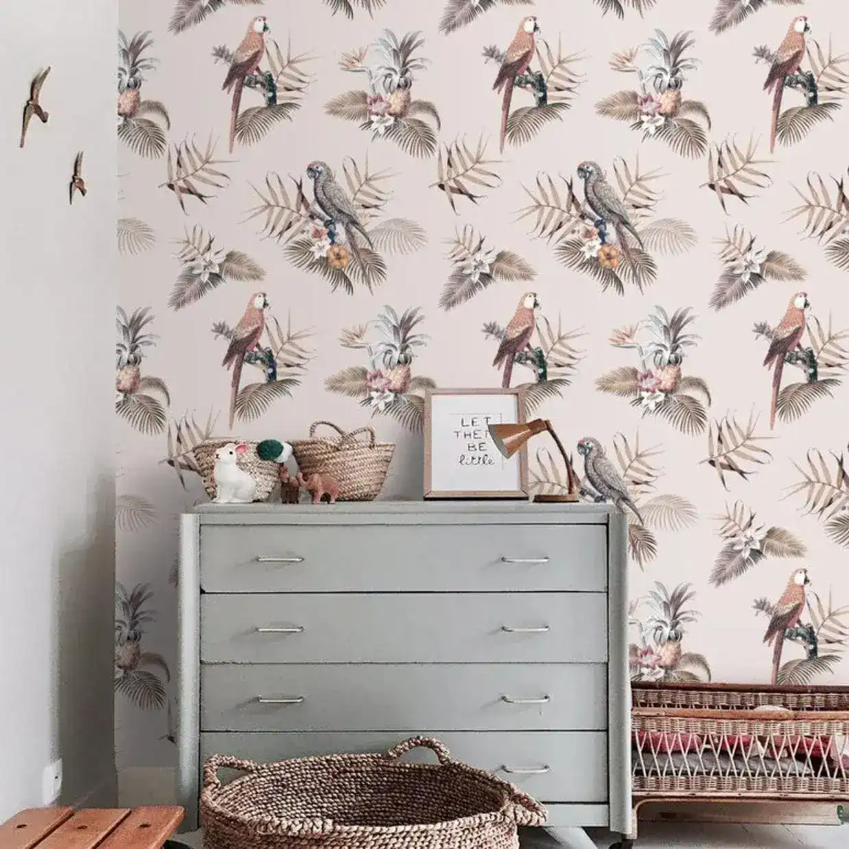 Tropical Birds and Leaves Wallpaper - Image 4