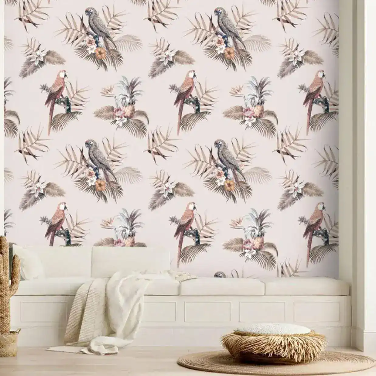 Tropical Birds and Leaves Wallpaper - Image 6