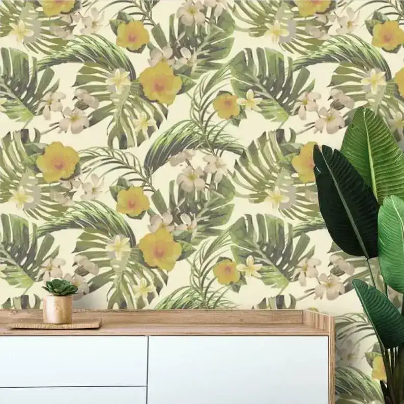Tropical Hawaii Vintage Monstera Wallpaper - Image 4