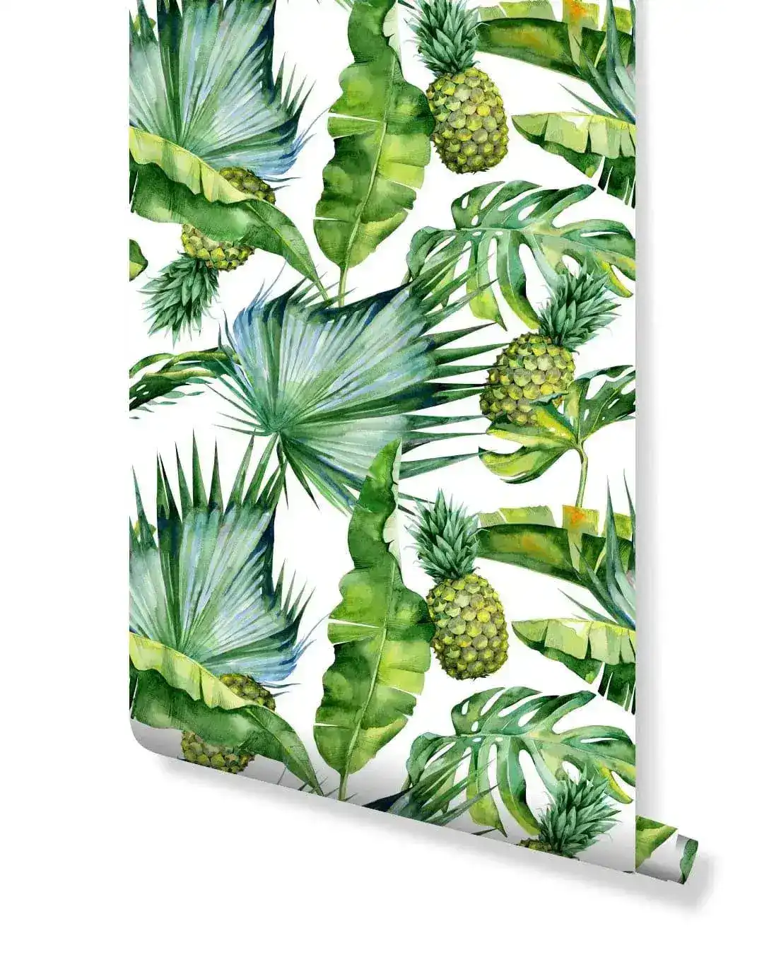 Tropical Palm Leaves and Pineapples Removable Wallpaper - Image 2