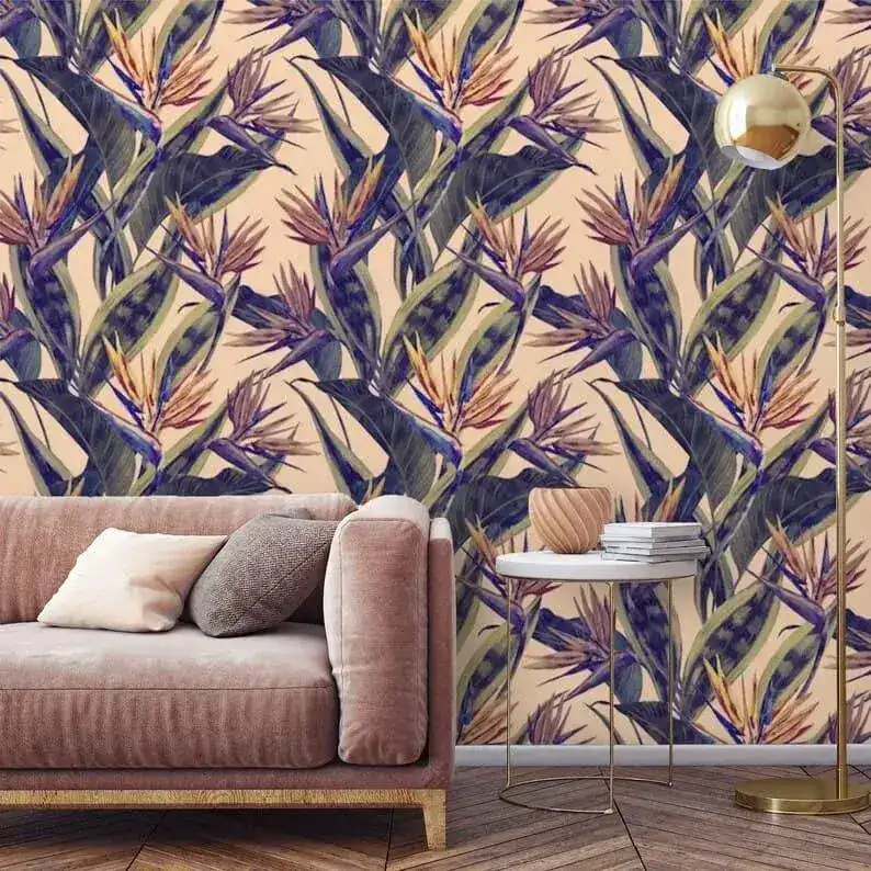 Tropical Paradise Floral and Exotic Leaves Wallpaper - Image 4